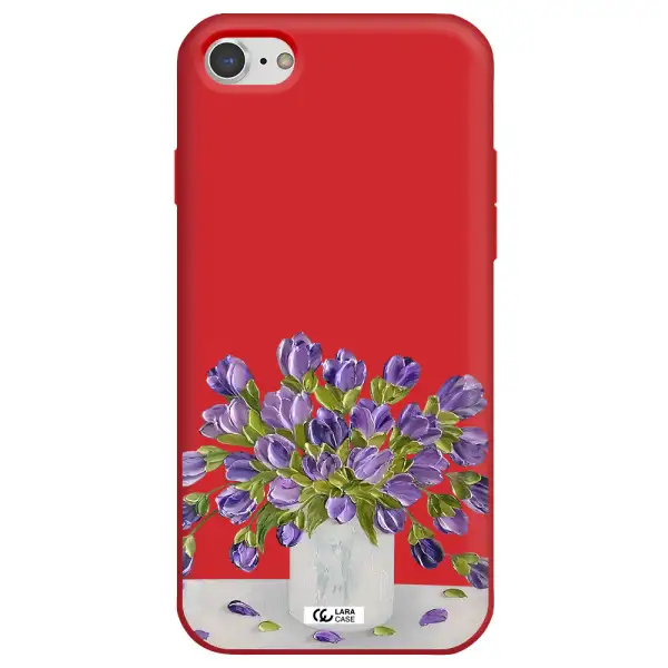 a bunch of purple flowers Apple iPhone 8 Silicone Imperial Red Case