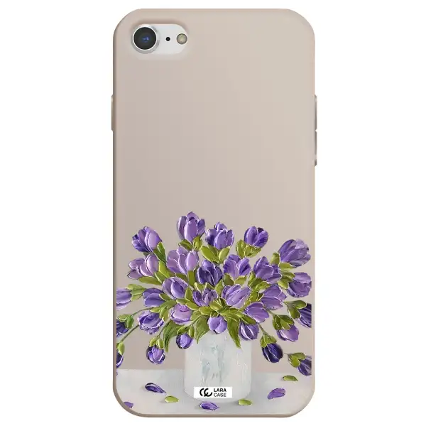 a bunch of purple flowers Apple iPhone 8 Silicone Stone Case