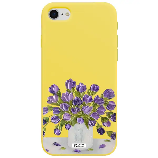 a bunch of purple flowers Apple iPhone se 2020 Silicone canary yellow Case