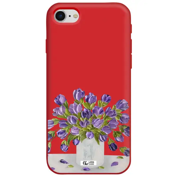a bunch of purple flowers Apple iPhone se 2020 Silicone Imperial Red Case