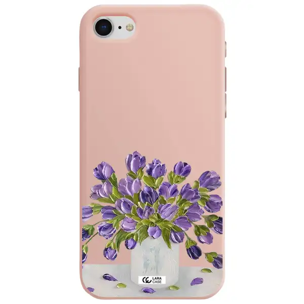 a bunch of purple flowers Apple iPhone se 2020 Silicone pastel pink Case