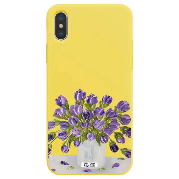 a bunch of purple flowers Apple iPhone X Silicone canary yellow Case