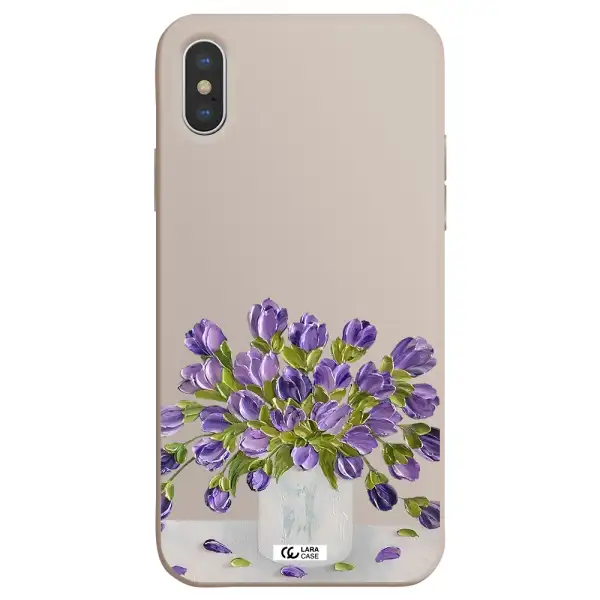 a bunch of purple flowers Apple iPhone X Silicone Stone Case
