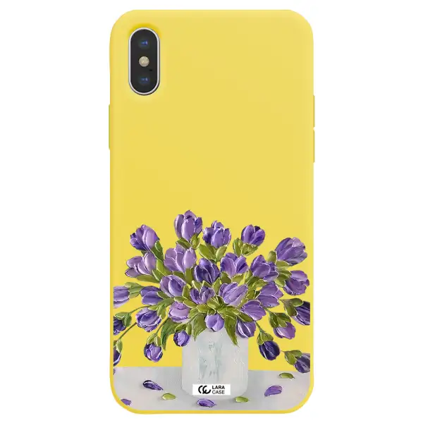 a bunch of purple flowers Apple iPhone XS Silicone canary yellow Case