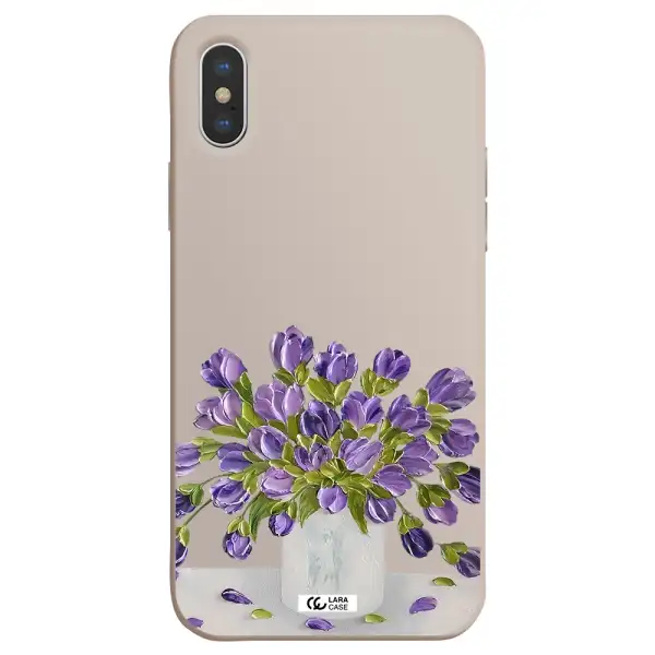 a bunch of purple flowers Apple iPhone XS Silicone Stone Case