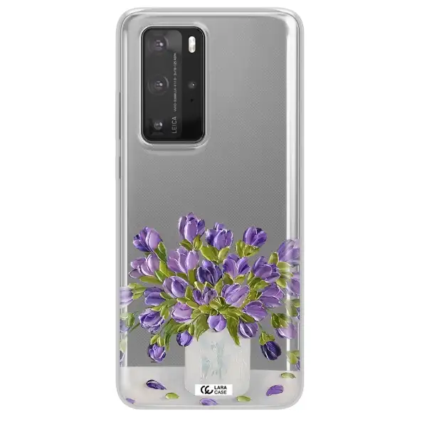 a bunch of purple flowers Huawei P40 Pro Clear TPU Case