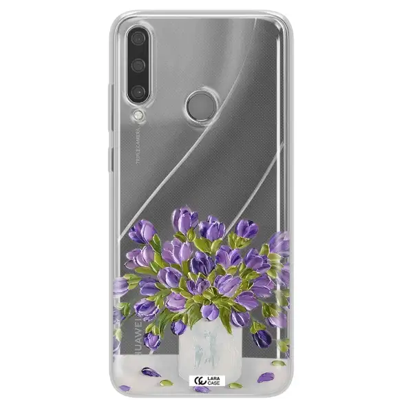 a bunch of purple flowers Huawei Y6P Clear TPU Case