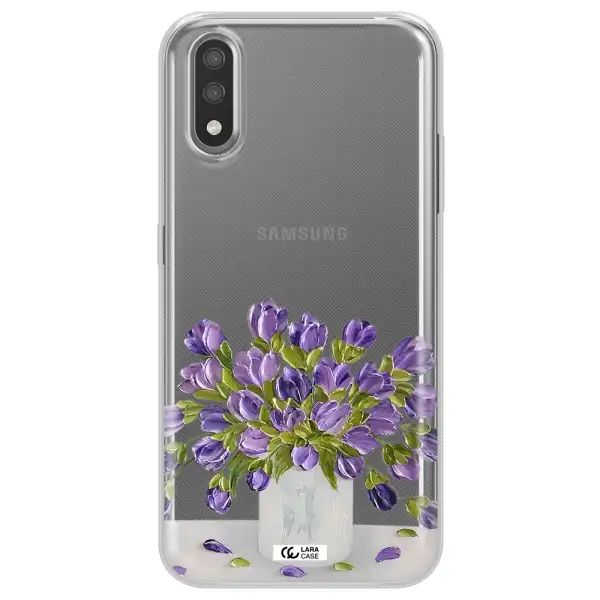 a bunch of purple flowers Samsung A01 Clear TPU Case