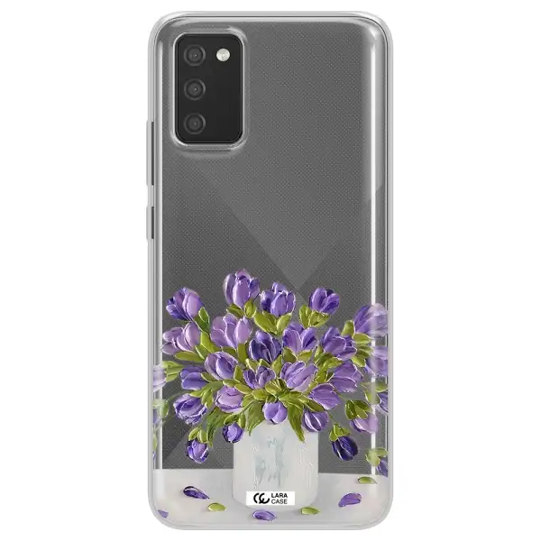 a bunch of purple flowers Samsung A02S Clear TPU Case