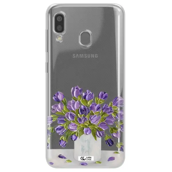 a bunch of purple flowers Samsung A20 Clear TPU Case