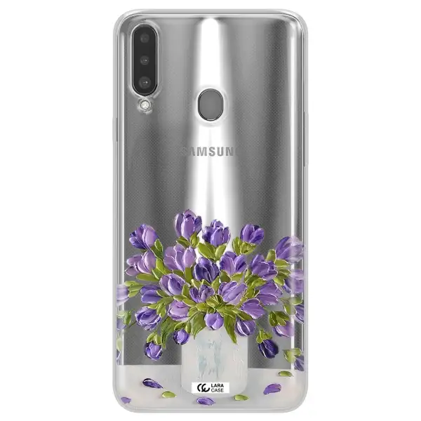 a bunch of purple flowers Samsung A20S Clear TPU Case