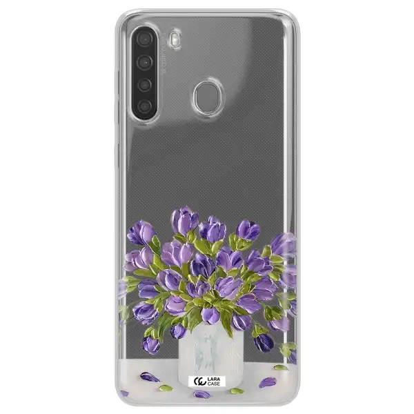 a bunch of purple flowers Samsung A21 Clear TPU Case