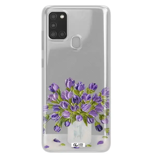 a bunch of purple flowers Samsung A21S Clear TPU Case
