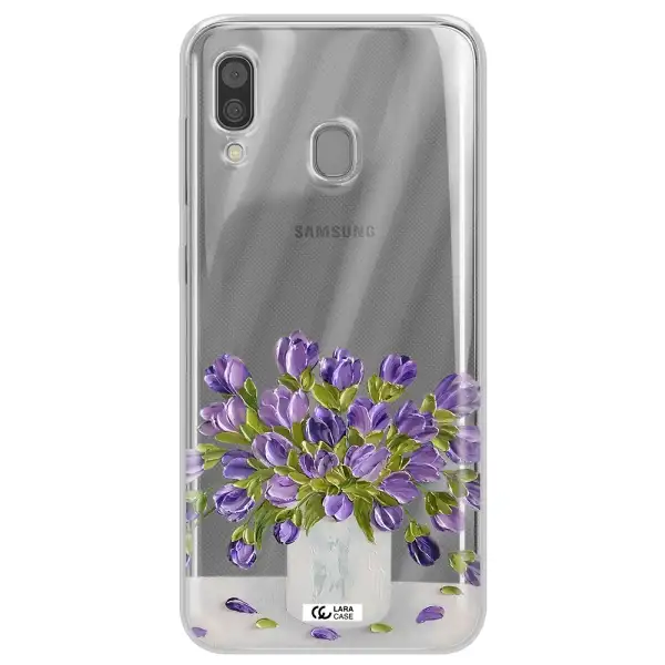 a bunch of purple flowers Samsung A30 Clear TPU Case