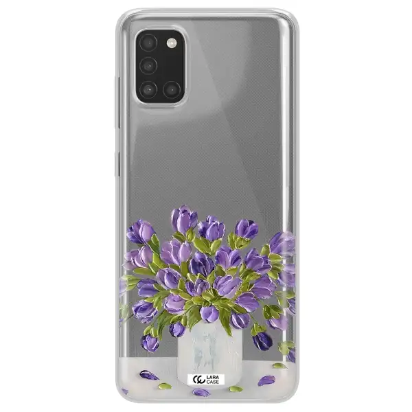 a bunch of purple flowers Samsung A31 Clear TPU Case