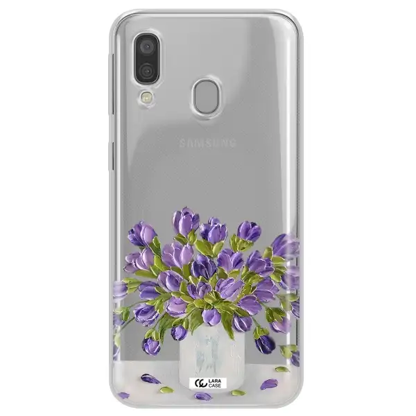 a bunch of purple flowers Samsung A40 Clear TPU Case