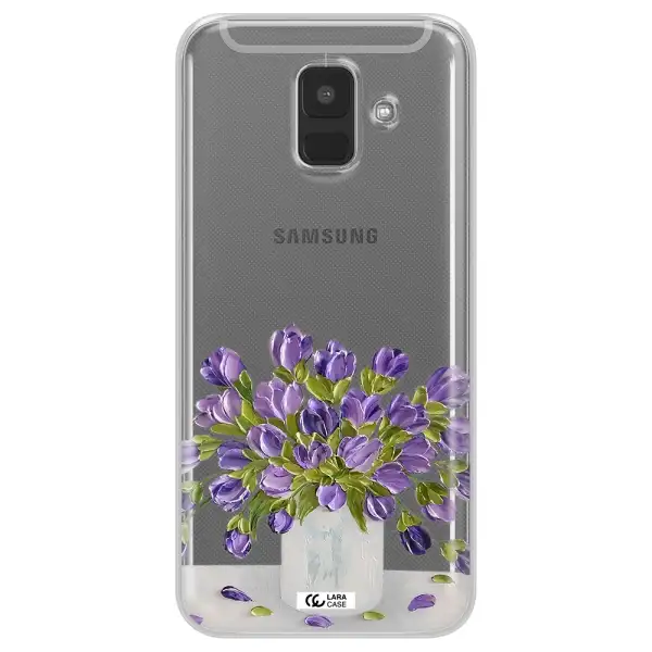 a bunch of purple flowers Samsung A6 Clear TPU Case