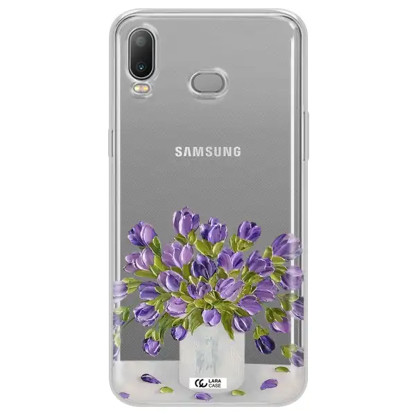a bunch of purple flowers Samsung A6S Clear TPU Case