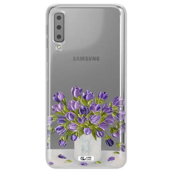 a bunch of purple flowers Samsung A7 2018 Clear TPU Case