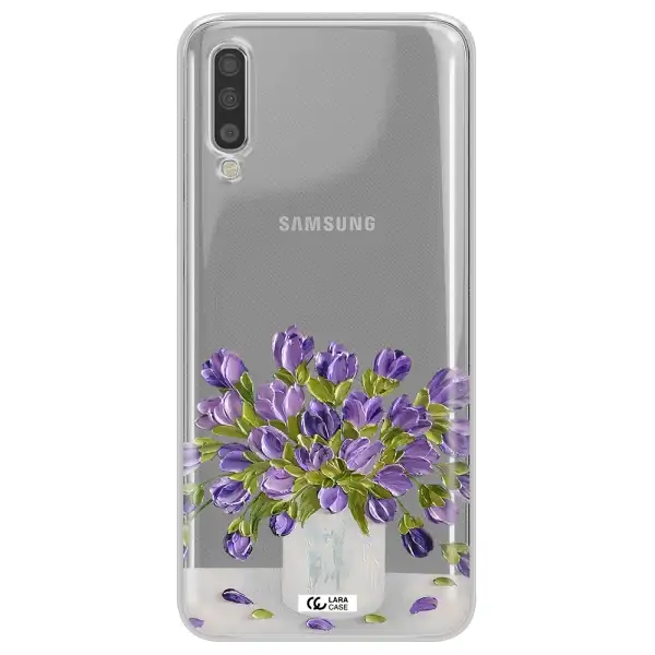 a bunch of purple flowers Samsung A70 Clear TPU Case