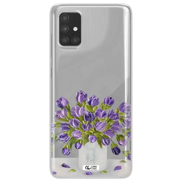 a bunch of purple flowers Samsung A71 Clear TPU Case
