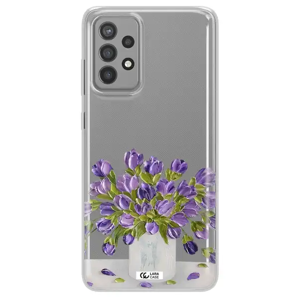 a bunch of purple flowers Samsung A72 Clear TPU Case