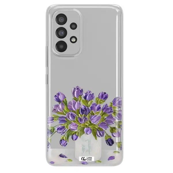 a bunch of purple flowers Samsung A73 Clear TPU Case