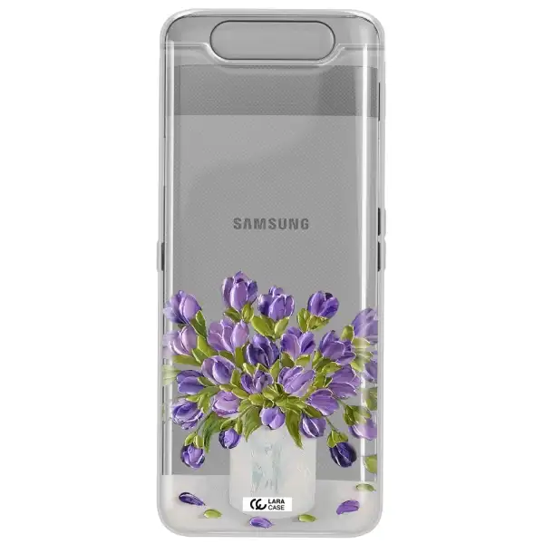 a bunch of purple flowers Samsung A80 Clear TPU Case