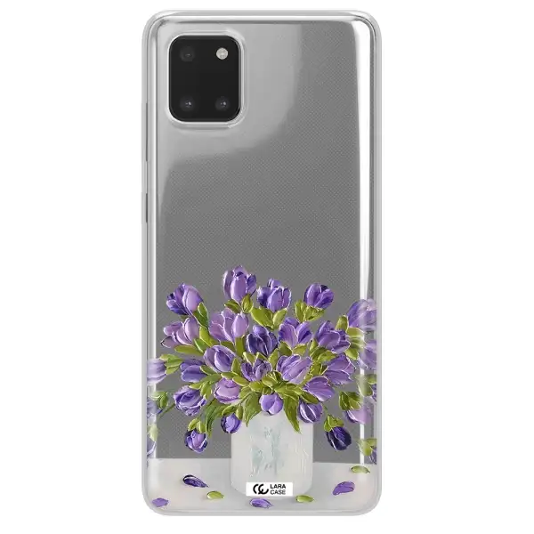 a bunch of purple flowers Samsung A81 Clear TPU Case