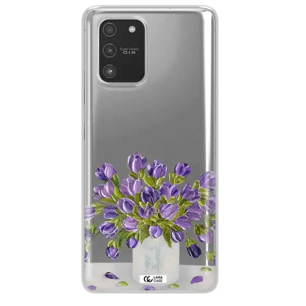 a bunch of purple flowers Samsung A91 Clear TPU Case