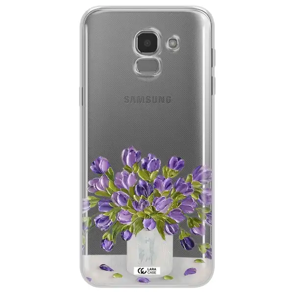 a bunch of purple flowers Samsung J6 Clear TPU Case