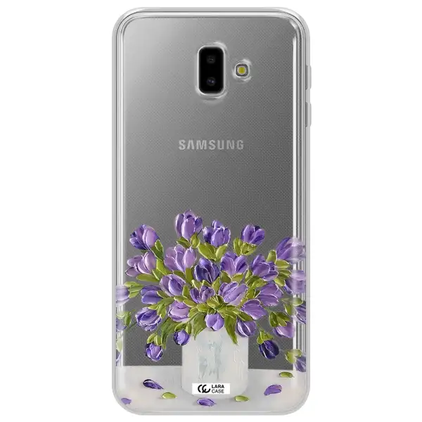 a bunch of purple flowers Samsung J6 Plus Clear TPU Case