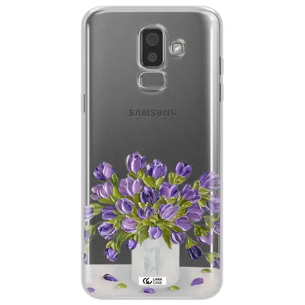 a bunch of purple flowers Samsung J8 Clear TPU Case
