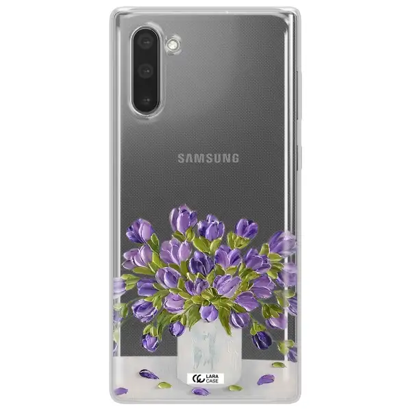 a bunch of purple flowers Samsung Note 10 Clear TPU Case