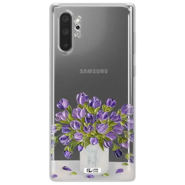 a bunch of purple flowers Samsung Note 10 Plus Clear TPU Case