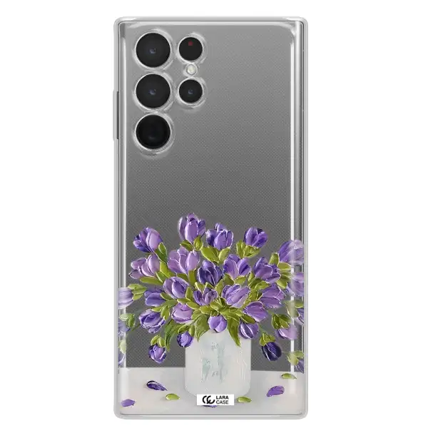a bunch of purple flowers Samsung S 22 Ultra Clear TPU Case