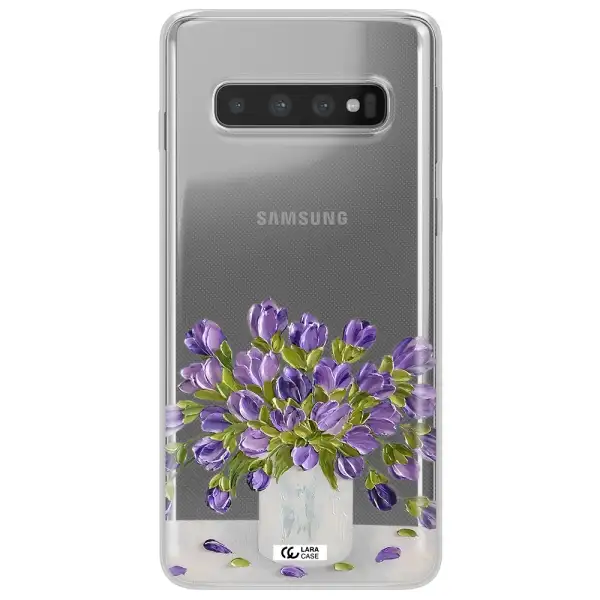 a bunch of purple flowers Samsung S10 Clear TPU Case