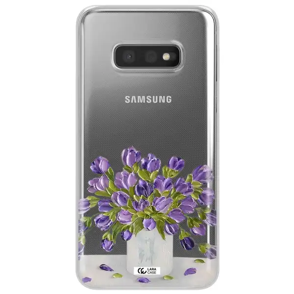 a bunch of purple flowers Samsung S10e Clear TPU Case