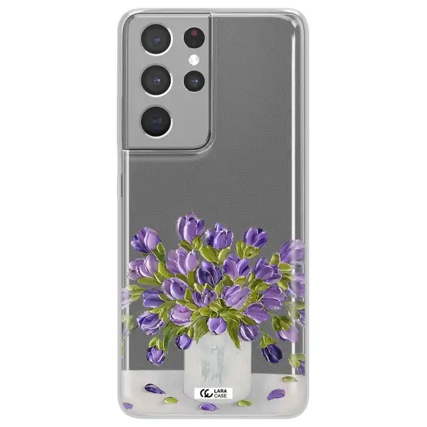 a bunch of purple flowers Samsung S21 Ultra Clear TPU Case