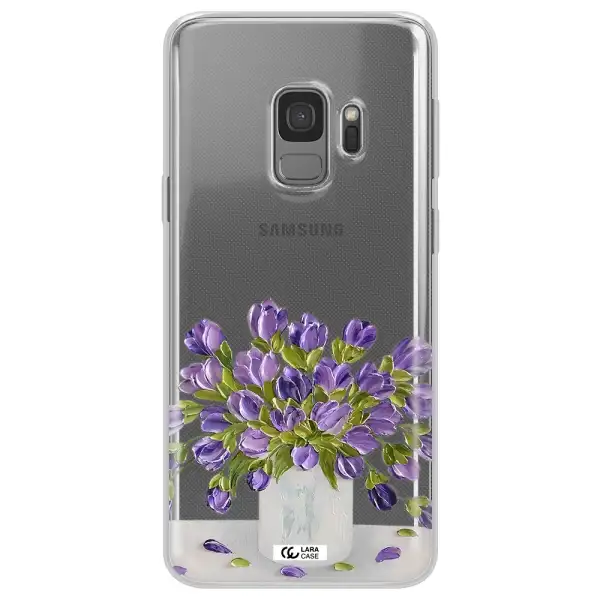 a bunch of purple flowers Samsung S9 Clear TPU Case
