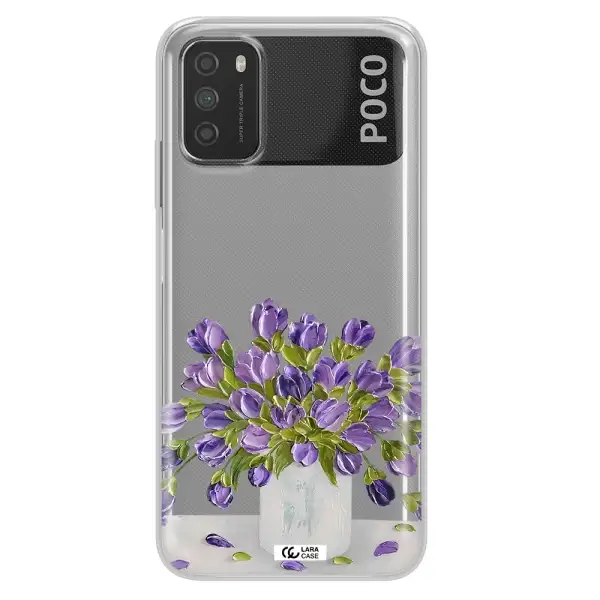a bunch of purple flowers Xiaomi Poco M3 Clear TPU Case