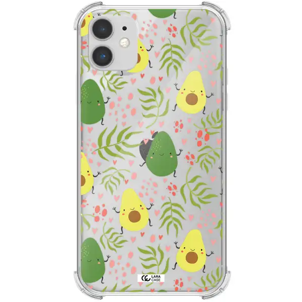 a pattern of avocado and leaves Apple iPhone 11 Clear PC Case