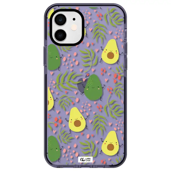 a pattern of avocado and leaves Apple iPhone 11 impact Lilac Case