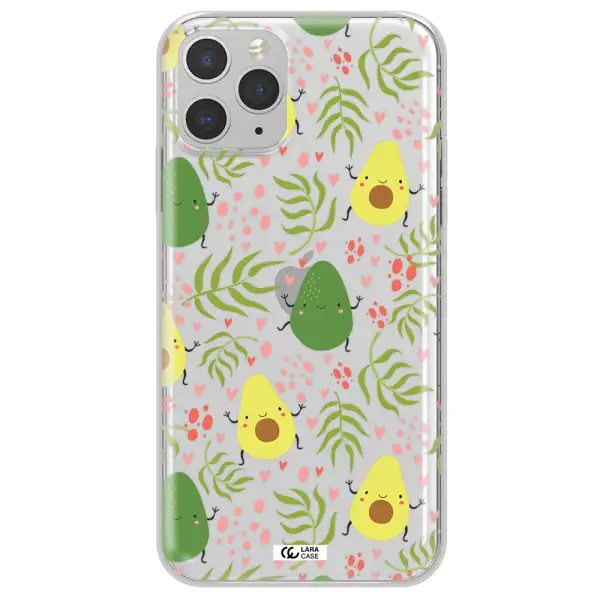 a pattern of avocado and leaves Apple iPhone 11 pro Clear TPU Case