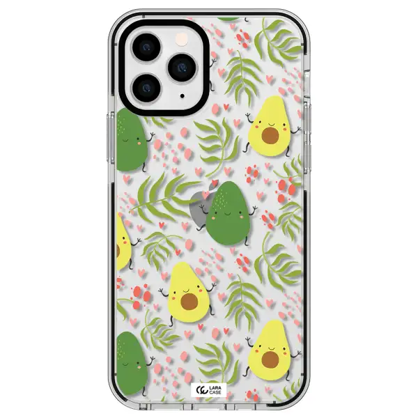 a pattern of avocado and leaves Apple iPhone 11 pro impact black border Case