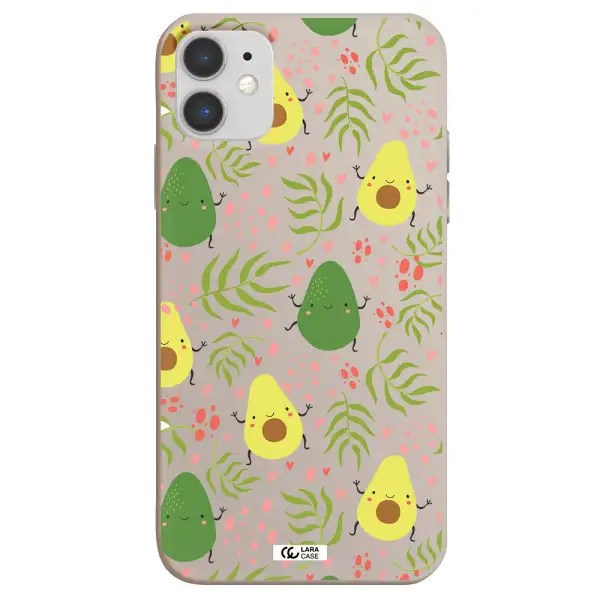 a pattern of avocado and leaves Apple iPhone 11 Silicone Stone Case