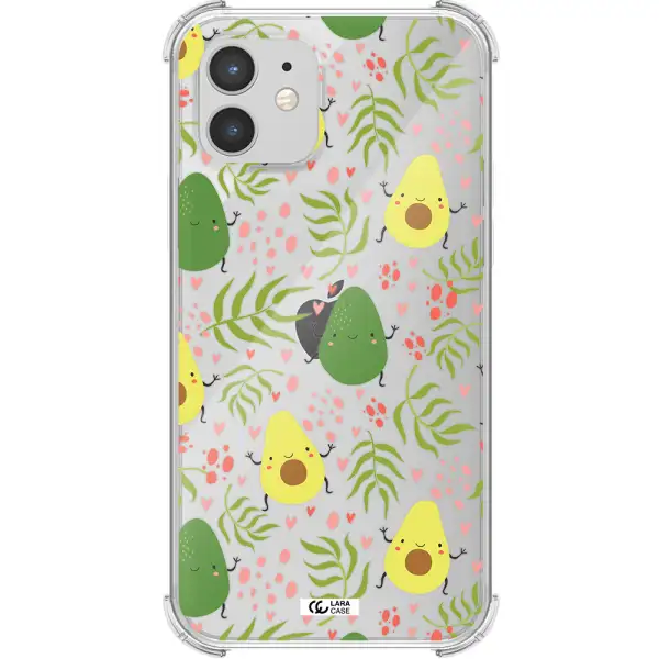 a pattern of avocado and leaves Apple iPhone 12 Clear PC Case