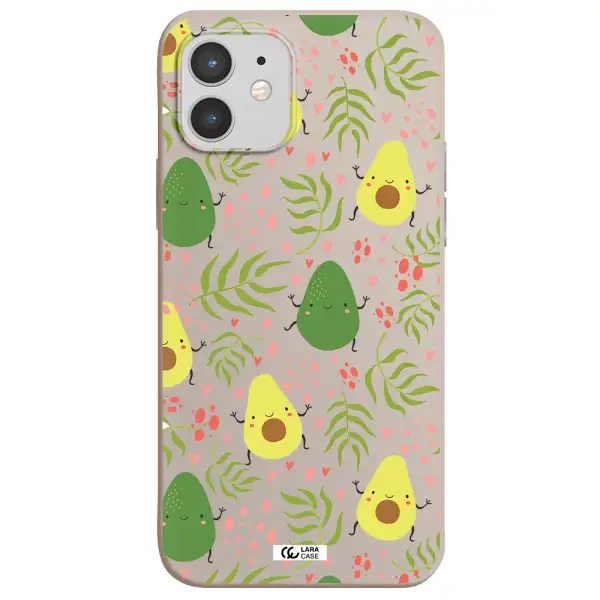 a pattern of avocado and leaves Apple iPhone 12 Silicone Stone Case