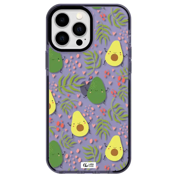 a pattern of avocado and leaves Apple iPhone 13 Pro Max impact Lilac Case