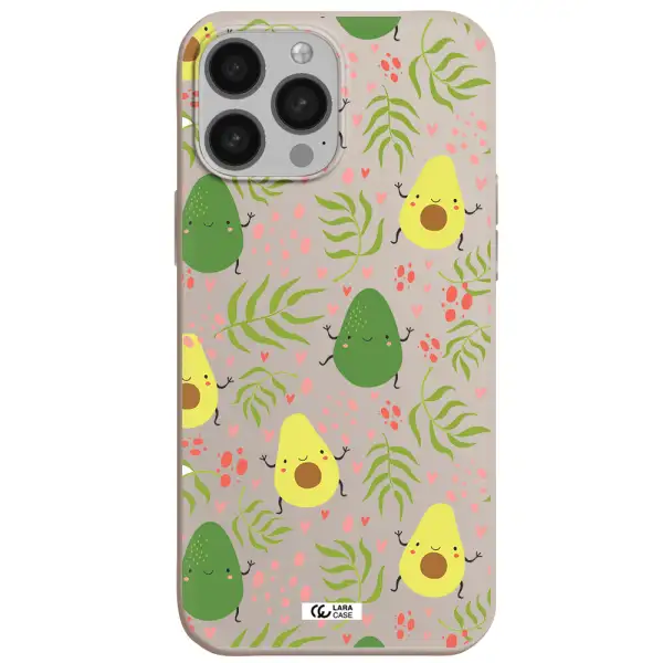 a pattern of avocado and leaves Apple iPhone 13 Pro Silicone Stone Case